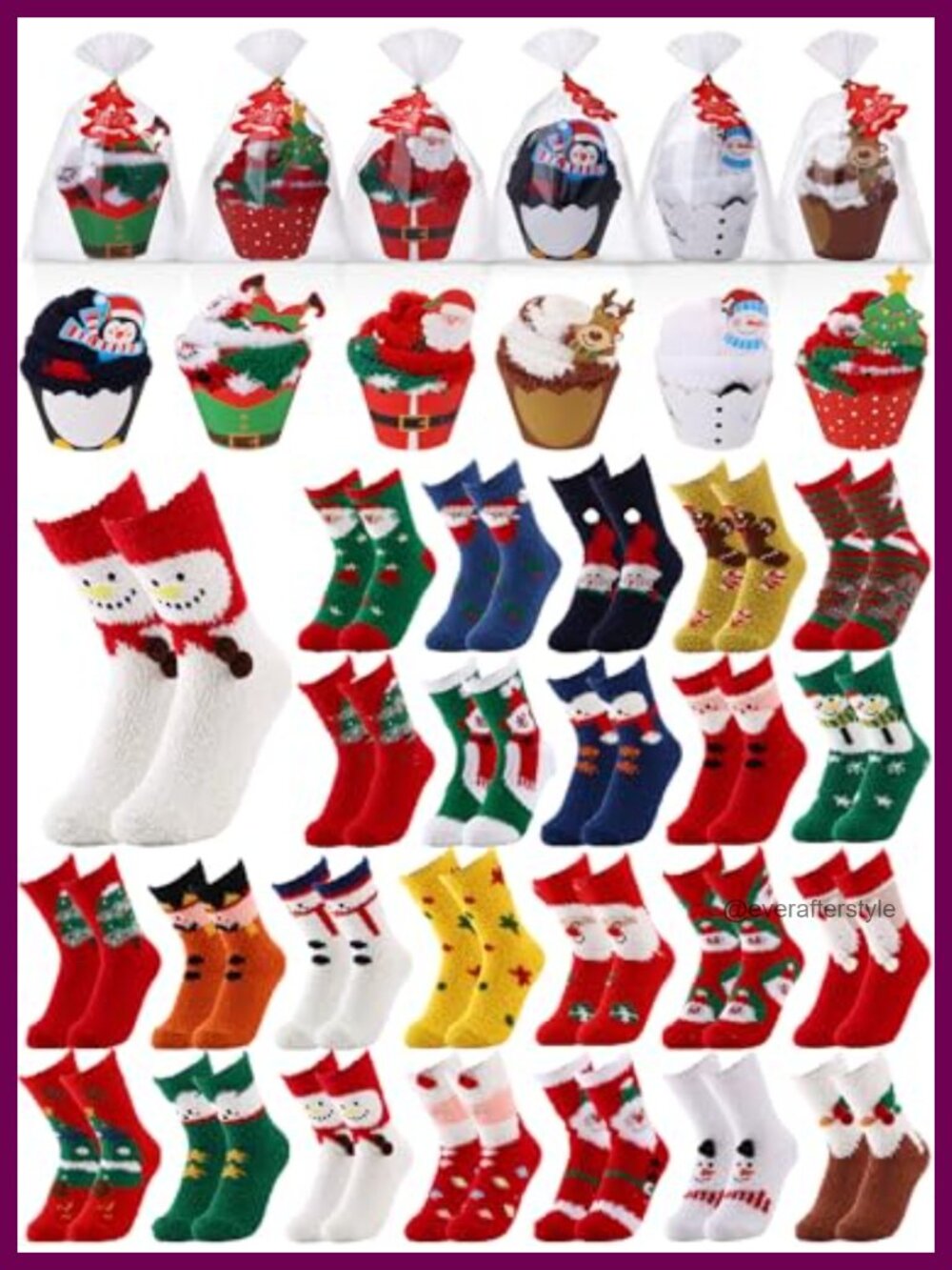 24 Pairs Christmas Fuzzy Slipper Socks Coral Fleece Plush Gift Set for Women